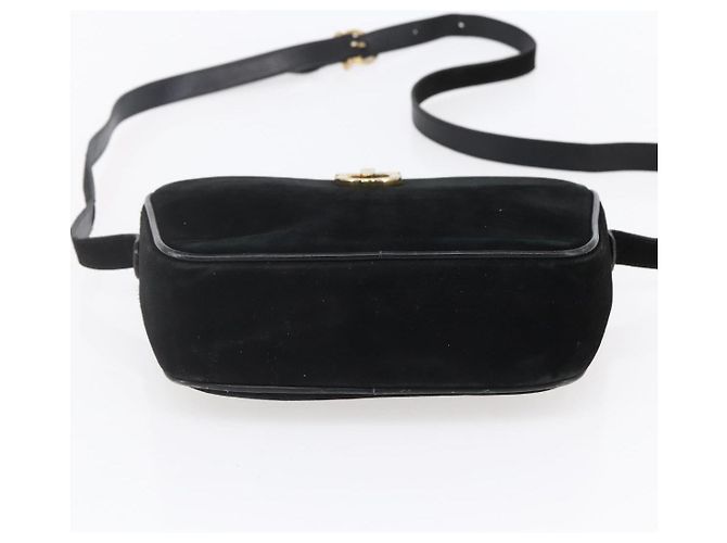Borsa a Spalla Gancini in Camoscio Nero e Oro Auth BA7988 di Salvatore Ferragamo D'oro - vista 5