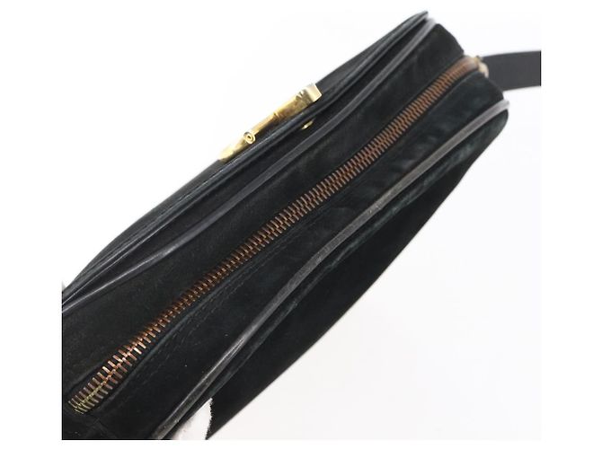 Borsa a Spalla Gancini in Camoscio Nero e Oro Auth BA7988 di Salvatore Ferragamo D'oro - vista 6