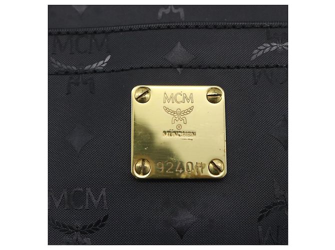 Borsa a spalla MCM Vicetos Logogram PVC Nero Oro Auth BA7690 D'oro - vista 12