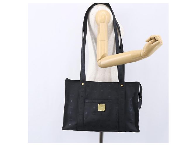 Borsa a spalla MCM Vicetos Logogram PVC Nero Oro Auth BA7690 D'oro - vista 22