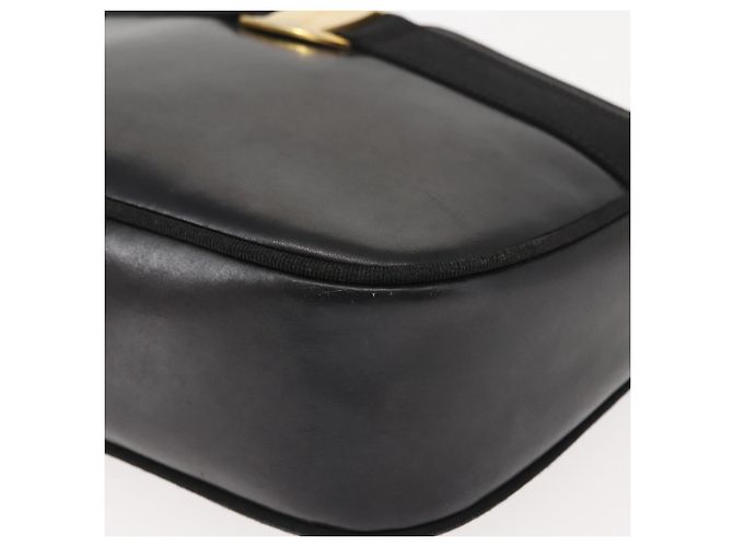 Borsa a Spalla Vala in Pelle Nera e Oro Salvatore Ferragamo Auth BA7320 Nero D'oro - vista 14