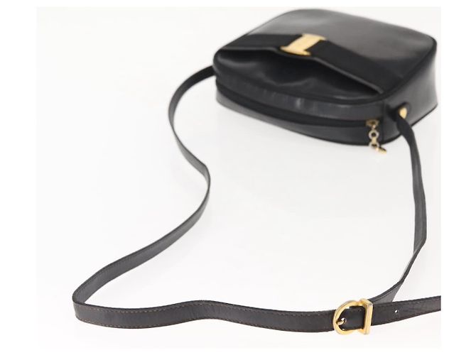 Borsa a Spalla Vala in Pelle Nera e Oro Salvatore Ferragamo Auth BA7320 Nero D'oro - vista 7