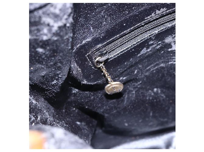 Borsa a Spalla Gucci in Pelle Scamosciata Nera e Oro Bamboo 001 1014 1577 Auth ep11269 Nero D'oro - vista 18