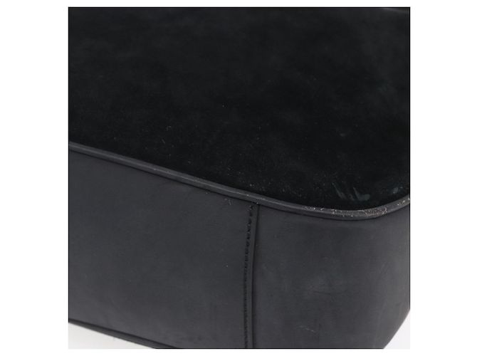 Borsa a Spalla Gucci in Pelle Scamosciata Nera e Oro Bamboo 001 1014 1577 Auth ep11269 Nero D'oro - vista 9