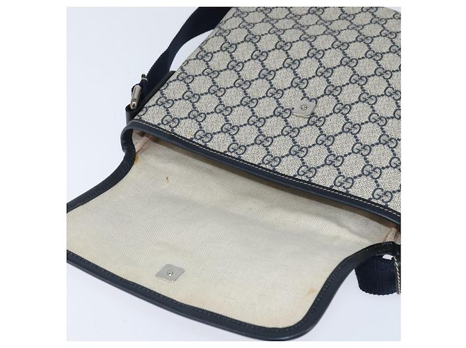 Gucci Bolso de Hombro GG Supreme PVC Marino Plata 223666 Auth 150039 Azul marino - vista 10