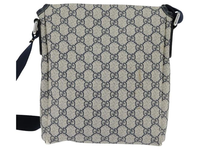 Gucci Bolso de Hombro GG Supreme PVC Marino Plata 223666 Auth 150039 Azul marino - vista 2