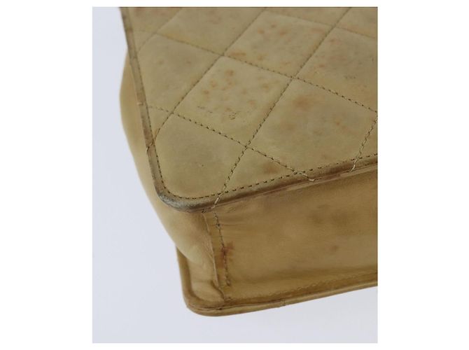 CHANEL Borsa a Spalla Matelassé in Pelle di Agnello Beige Oro CC Auth 149120 D'oro - vista 15