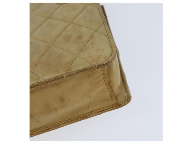 CHANEL Borsa a Spalla Matelassé in Pelle di Agnello Beige Oro CC Auth 149120 D'oro - vista 16