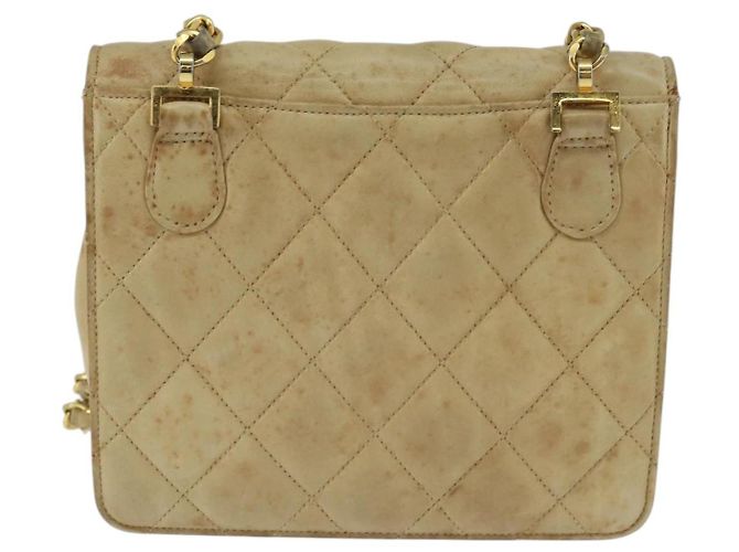 CHANEL Borsa a Spalla Matelassé in Pelle di Agnello Beige Oro CC Auth 149120 D'oro - vista 2