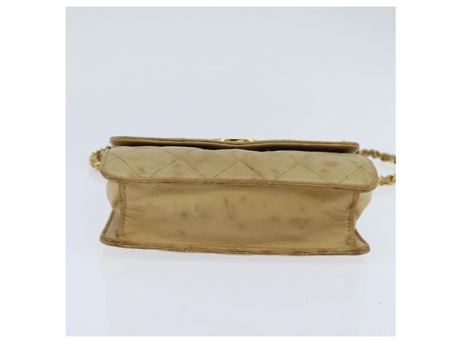 CHANEL Borsa a Spalla Matelassé in Pelle di Agnello Beige Oro CC Auth 149120 D'oro - vista 5