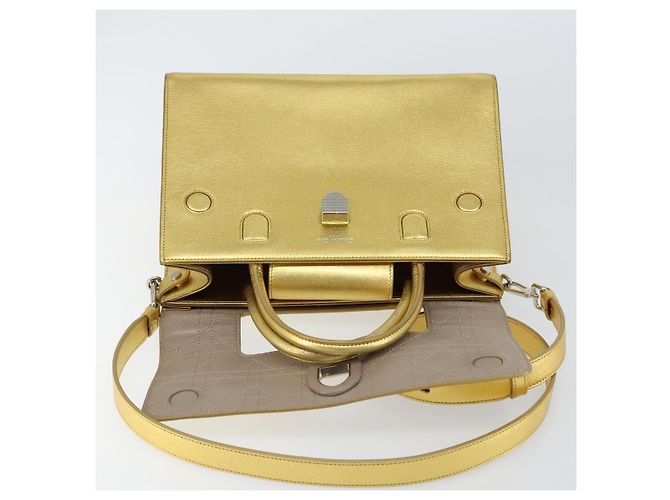 Handtasche aus Leder Christian Dior 2 in 1 Gold Silber Auth BA7088 Golden - Ansicht 21