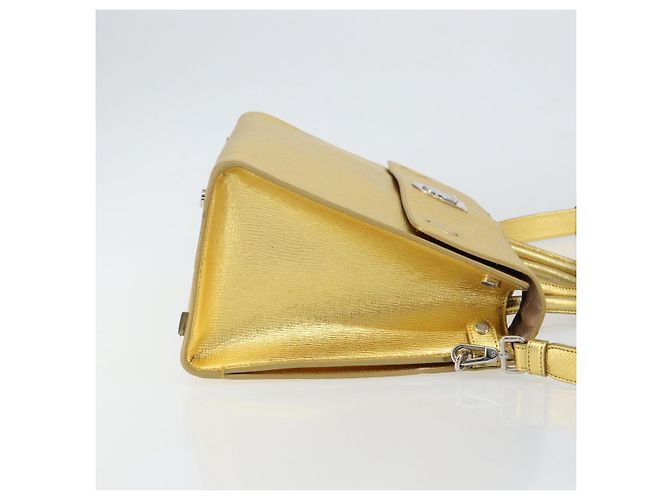 Handtasche aus Leder Christian Dior 2 in 1 Gold Silber Auth BA7088 Golden - Ansicht 3