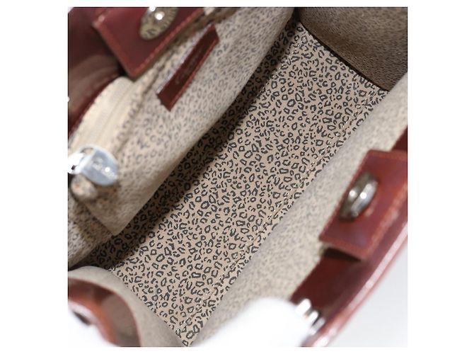 Borsa a Spalla CARTIER Pelle Verniciata Marrone Argento Auth ka005 - vista 11