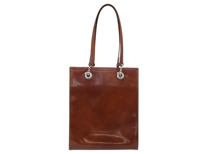Borsa a Spalla CARTIER Pelle Verniciata Marrone Argento Auth ka005 - vista 13