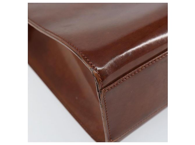 Borsa a Spalla CARTIER Pelle Verniciata Marrone Argento Auth ka005 - vista 14