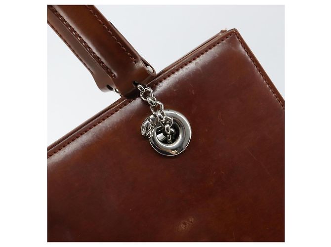 Borsa a Spalla CARTIER Pelle Verniciata Marrone Argento Auth ka005 - vista 17