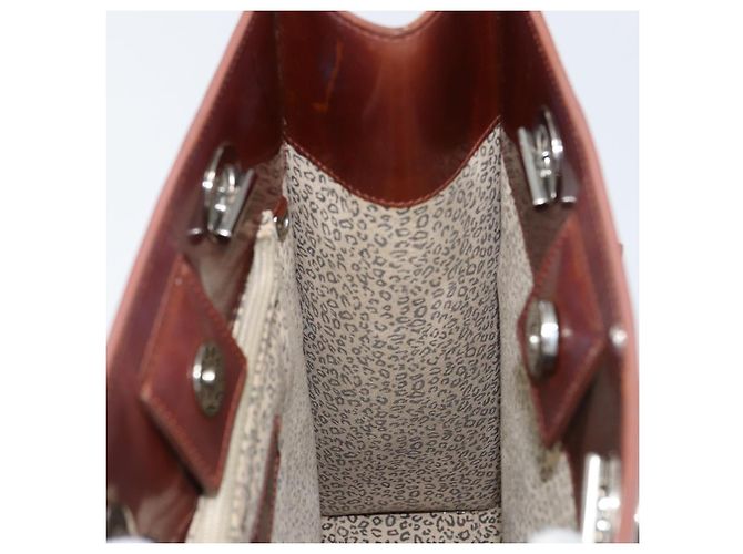 Borsa a Spalla CARTIER Pelle Verniciata Marrone Argento Auth ka005 - vista 18