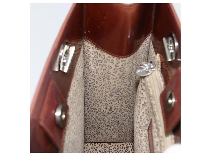 Borsa a Spalla CARTIER Pelle Verniciata Marrone Argento Auth ka005 - vista 19