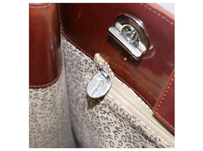 Borsa a Spalla CARTIER Pelle Verniciata Marrone Argento Auth ka005 - vista 20