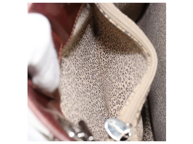 Borsa a Spalla CARTIER Pelle Verniciata Marrone Argento Auth ka005 - vista 21