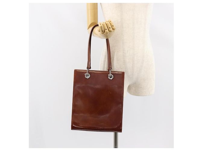 Borsa a Spalla CARTIER Pelle Verniciata Marrone Argento Auth ka005 - vista 22