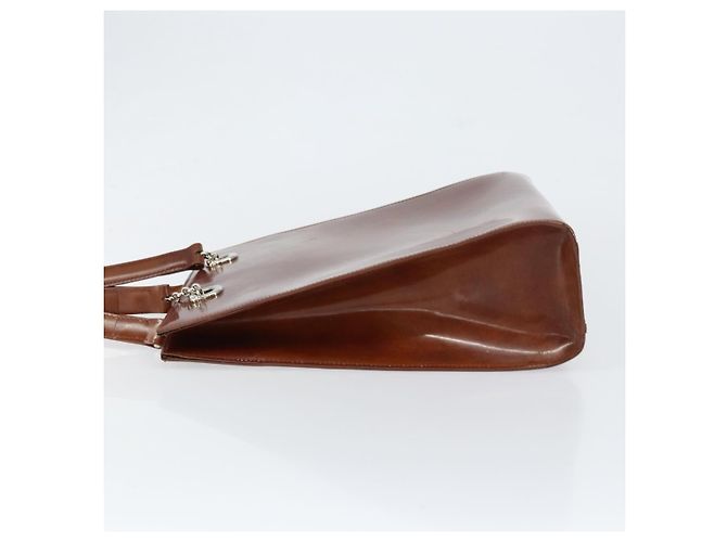 Borsa a Spalla CARTIER Pelle Verniciata Marrone Argento Auth ka005 - vista 4