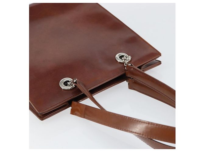 Borsa a Spalla CARTIER Pelle Verniciata Marrone Argento Auth ka005 - vista 6
