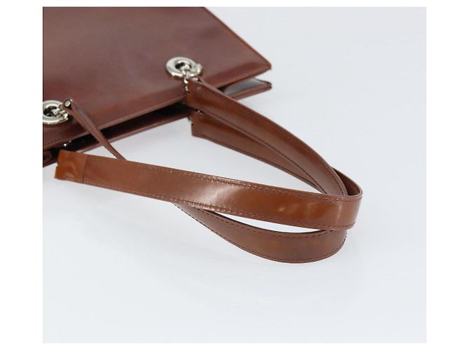 Borsa a Spalla CARTIER Pelle Verniciata Marrone Argento Auth ka005 - vista 7