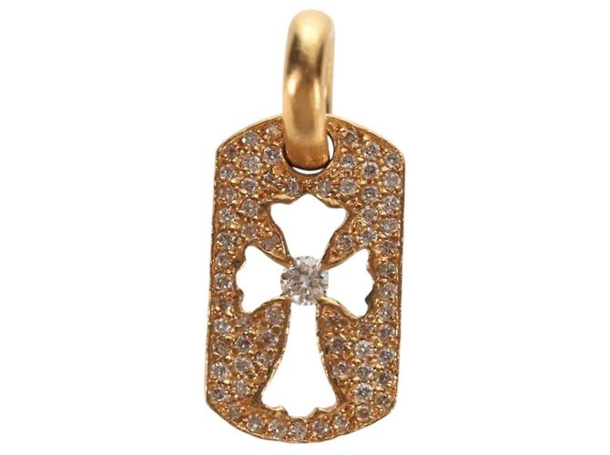 Chrome Hearts Tiny Cutout Kreuz Charm aus 22K Gold Auth 152458SM Golden - Ansicht 2
