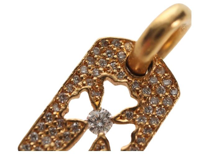 Chrome Hearts Tiny Cutout Kreuz Charm aus 22K Gold Auth 152458SM Golden - Ansicht 5