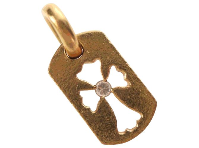 Chrome Hearts Tiny Cutout Kreuz Charm aus 22K Gold Auth 152458SM Golden - Ansicht 9