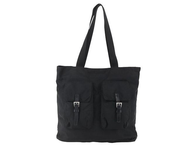 Borsa Tote Prada in Nylon Nero Argento Auth 151870 - vista 13
