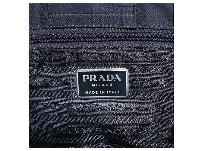Borsa Tote Prada in Nylon Nero Argento Auth 151870 - vista 18