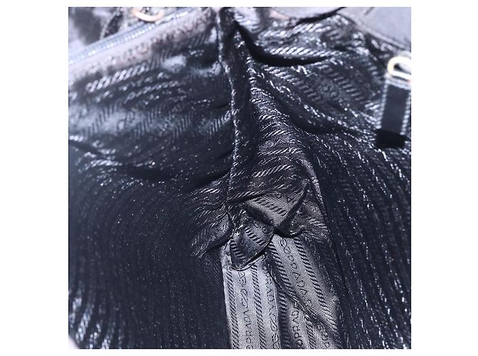 Borsa Tote Prada in Nylon Nero Argento Auth 151870 - vista 21