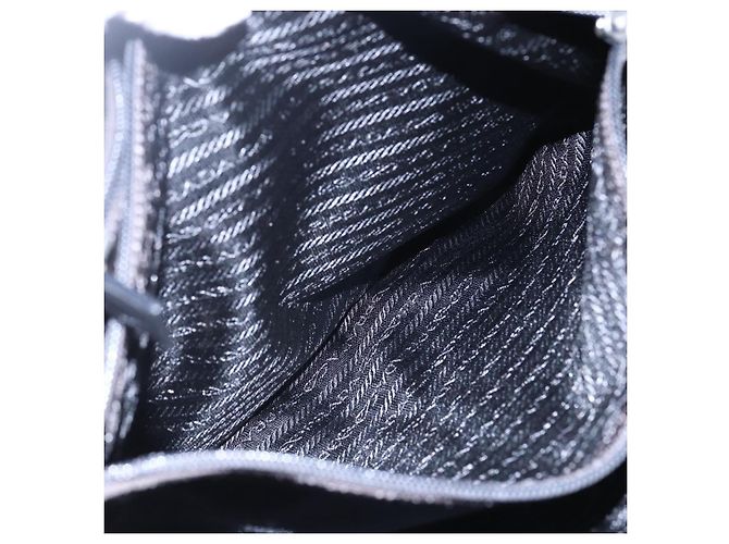 Borsa Tote Prada in Nylon Nero Argento Auth 151870 - vista 23