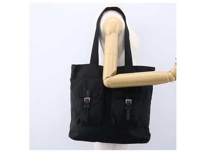 Borsa Tote Prada in Nylon Nero Argento Auth 151870 - vista 26