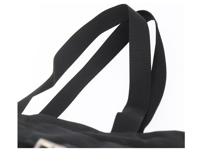 Borsa Tote Prada in Nylon Nero Argento Auth 151870 - vista 8