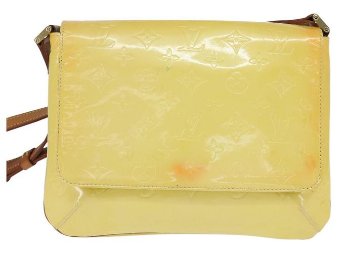 LOUIS VUITTON Borsa Thompson Street Monogram Vernis Giallo Lime M91071 Auth BA7213 D'oro - vista 13