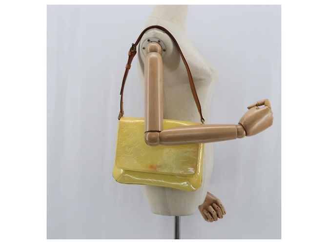 LOUIS VUITTON Borsa Thompson Street Monogram Vernis Giallo Lime M91071 Auth BA7213 D'oro - vista 21