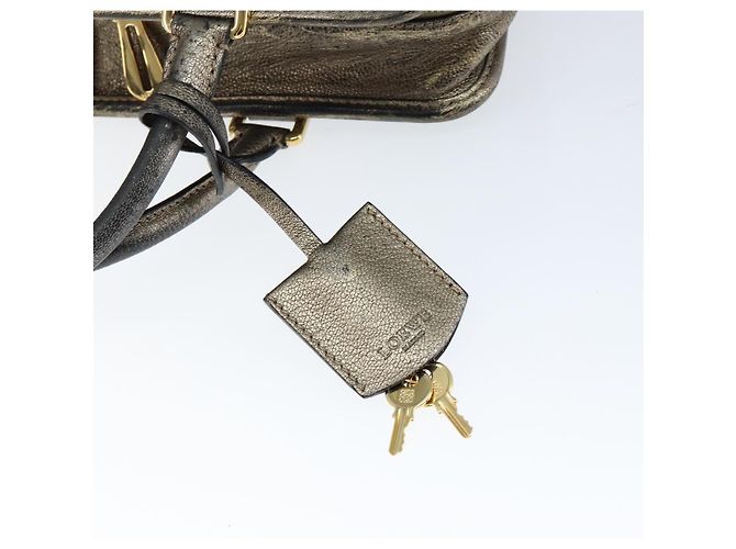 LOEWE Anagram Americana 28 Borsa a Mano Pelle Oro Auth 147012 D'oro - vista 10