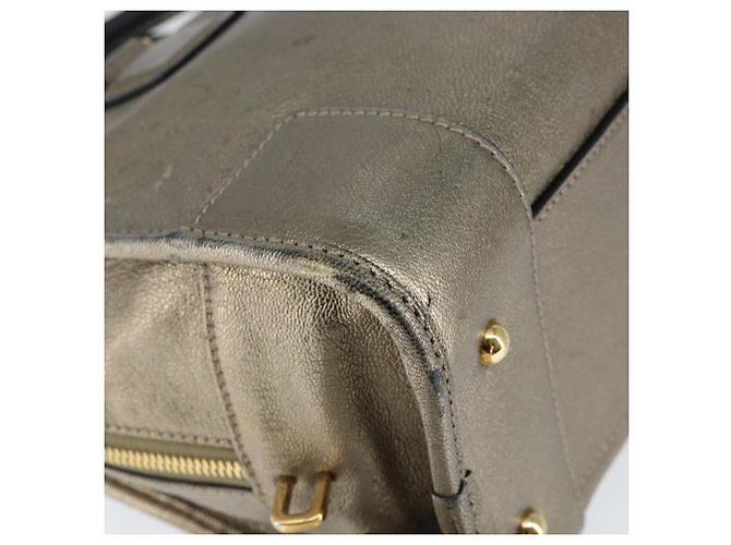 LOEWE Anagram Americana 28 Borsa a Mano Pelle Oro Auth 147012 D'oro - vista 14