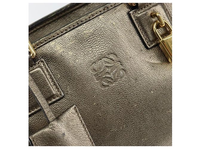LOEWE Anagram Americana 28 Borsa a Mano Pelle Oro Auth 147012 D'oro - vista 18