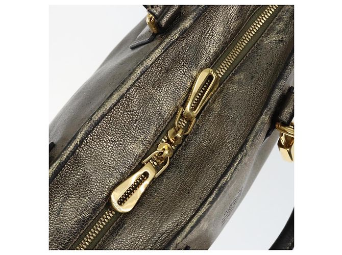 LOEWE Anagram Americana 28 Borsa a Mano Pelle Oro Auth 147012 D'oro - vista 19