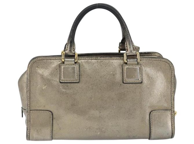 LOEWE Anagram Americana 28 Borsa a Mano Pelle Oro Auth 147012 D'oro - vista 2