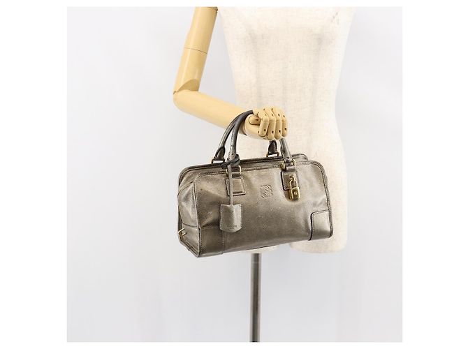 LOEWE Anagram Americana 28 Borsa a Mano Pelle Oro Auth 147012 D'oro - vista 24