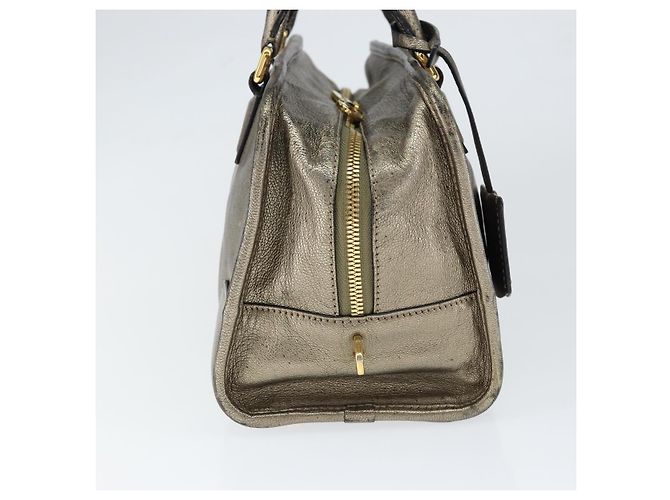 LOEWE Anagram Americana 28 Borsa a Mano Pelle Oro Auth 147012 D'oro - vista 3