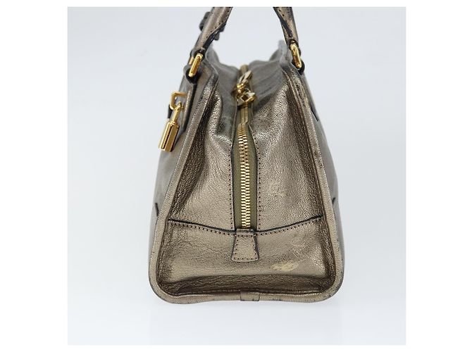 LOEWE Anagram Americana 28 Borsa a Mano Pelle Oro Auth 147012 D'oro - vista 4