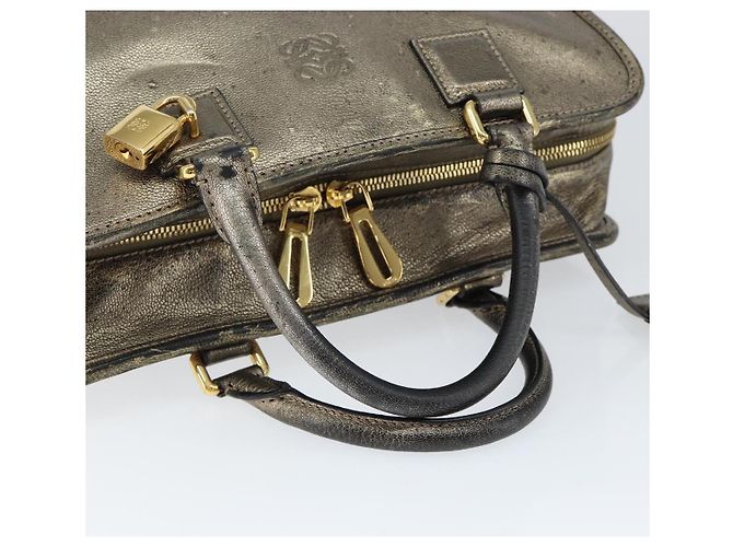 LOEWE Anagram Americana 28 Borsa a Mano Pelle Oro Auth 147012 D'oro - vista 7