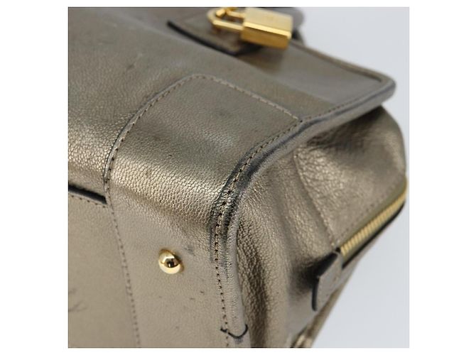 LOEWE Anagram Americana 28 Borsa a Mano Pelle Oro Auth 147012 D'oro - vista 9