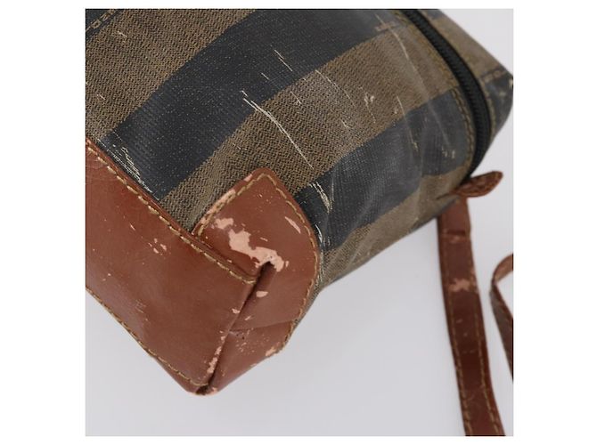Pequin FENDI Pecan Canvas Handtasche PVC 2-Wege Schwarz Braun Auth th6378 - Ansicht 15